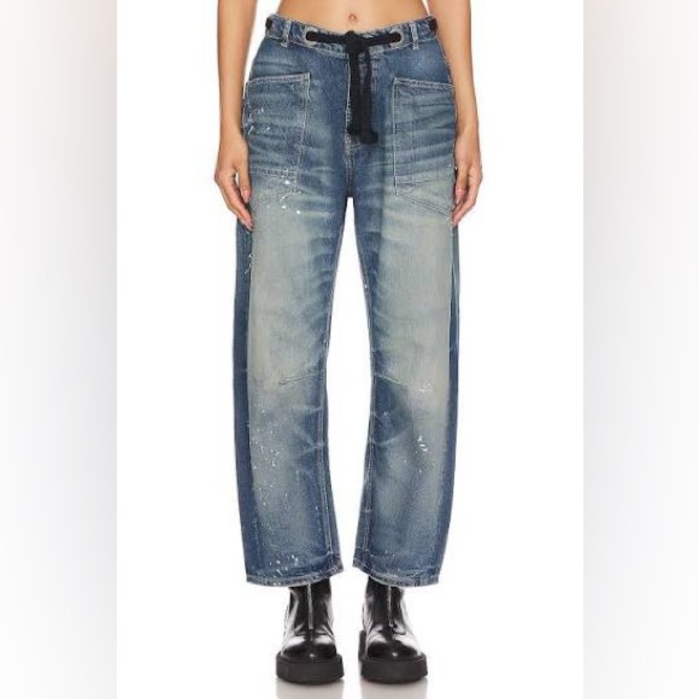 We The Free Two-Tone Distressed Wide-Leg Jeans - Blue